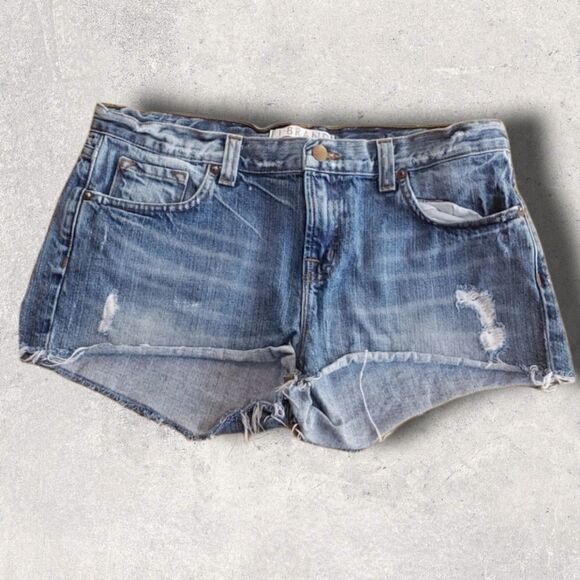 J BRAND DISTRESSED CUT-OFF JEAN SHORTS - Picture 1 of 8